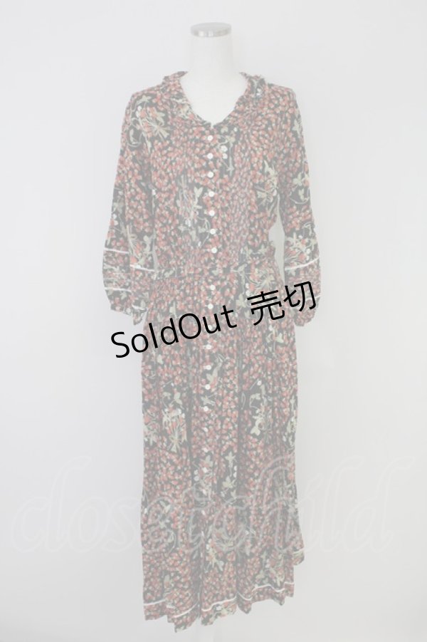 画像1: PINK HOUSE /いちごプリントワンピース  黒 T-25-07-17-039-LO-OP-AS-ZT313 (1)