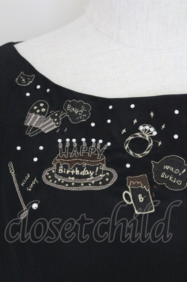 画像4: Franche Lippee / 刺繍半袖ワンピース  黒 T-25-07-17-044-LO-OP-HI-ZT (4)