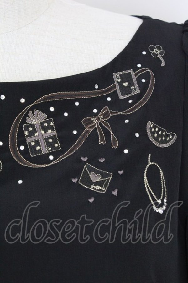 画像5: Franche Lippee / 刺繍半袖ワンピース  黒 T-25-07-17-044-LO-OP-HI-ZT (5)