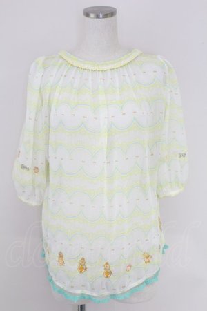 画像: Franche Lippee / 刺繍シースルートップス  黄 T-25-07-17-006-LO-TO-HI-ZT