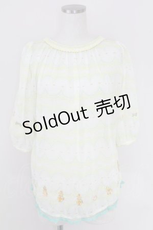 画像: Franche Lippee / 刺繍シースルートップス  黄 T-25-07-17-006-LO-TO-HI-ZS