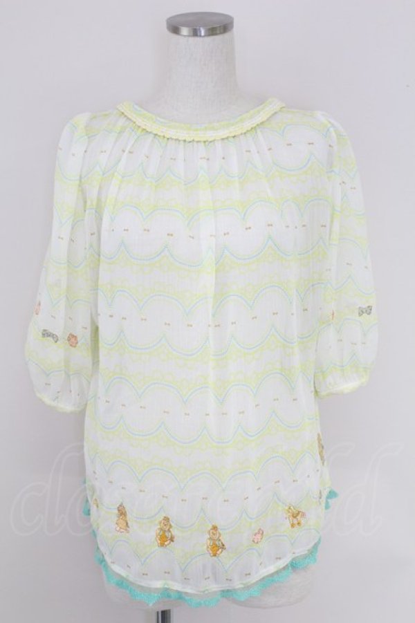画像1: Franche Lippee / 刺繍シースルートップス  黄 T-25-07-17-006-LO-TO-HI-ZT (1)