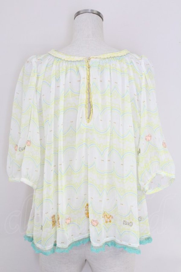 画像2: Franche Lippee / 刺繍シースルートップス  黄 T-25-07-17-006-LO-TO-HI-ZT (2)
