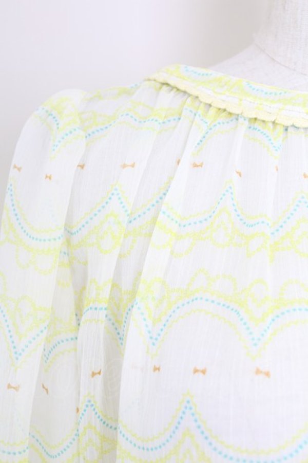 画像4: Franche Lippee / 刺繍シースルートップス  黄 T-25-07-17-006-LO-TO-HI-ZT (4)