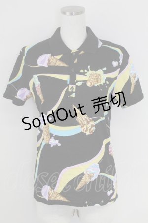 画像: MILKBOY / ICE CREAMポロ  黒 T-25-07-17-019-MB-BL-AS-ZT489