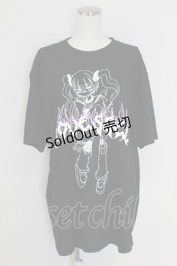 画像1: (買取対象外) / ガールプリントTシャツ  黒 T-25-07-17-022-LO-TS-HI-ZS (1)