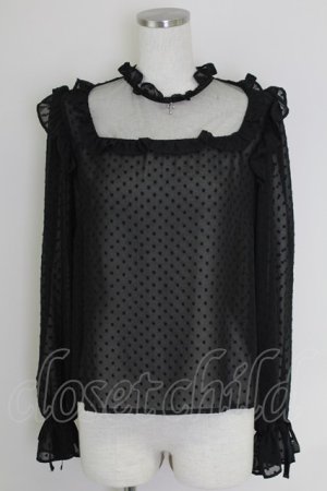 画像: Ank Rouge / ドットフリルシースルーカットソー  黒 T-25-07-17-023-CA-TO-HI-ZT