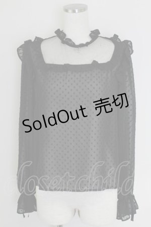 画像: Ank Rouge / ドットフリルシースルーカットソー  黒 T-25-07-17-023-CA-TO-HI-ZS