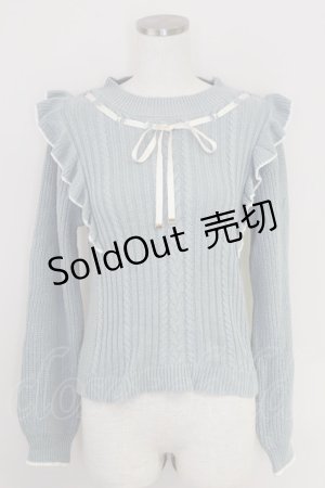 画像: axes femme / バイカラーフリルニットプルオーバー  サックス T-25-07-22-003-AX-TO-SA-ZT