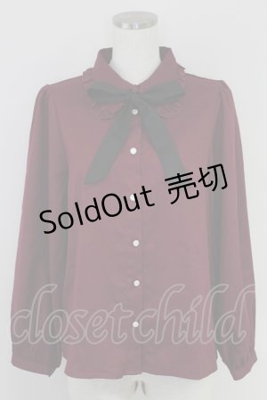 画像: LOLITAその他(お買取対象外) / リボンタイ付きフリル襟ブラウス M ボルドー T-25-07-22-006-LO-BL-SA-ZT