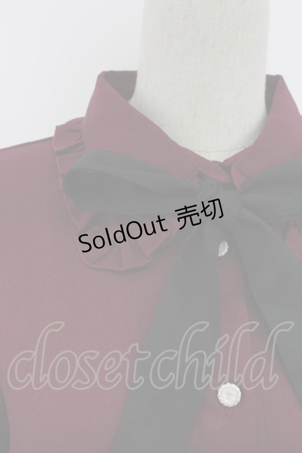 画像3: LOLITAその他(お買取対象外) / リボンタイ付きフリル襟ブラウス M ボルドー T-25-07-22-006-LO-BL-SA-ZT (3)