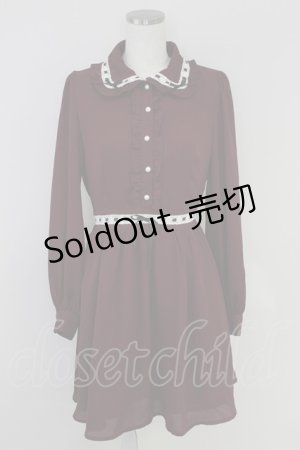 画像: Ank Rouge / ハシゴレースワンピース M ワイン T-25-07-22-007-CA-OP-SA-ZT375