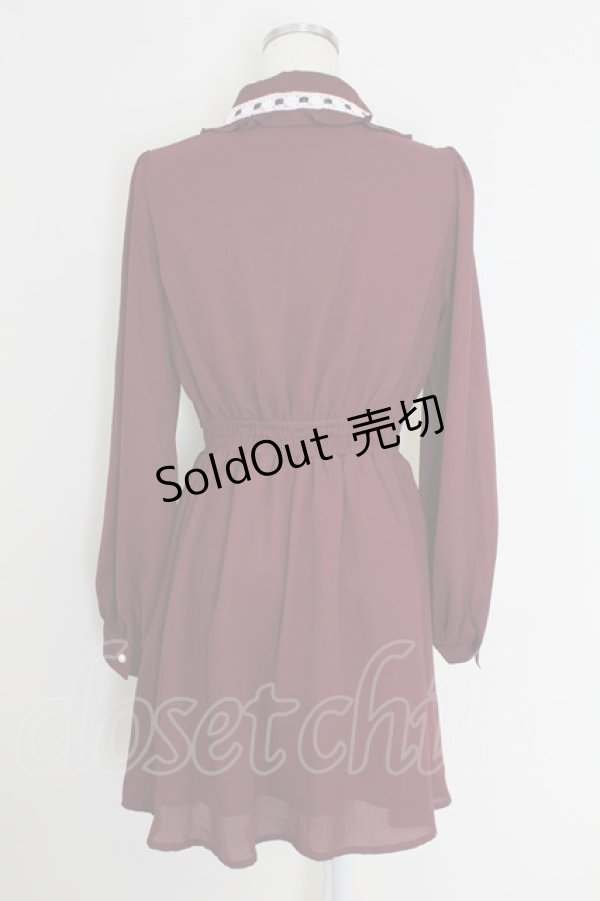 画像2: Ank Rouge / ハシゴレースワンピース M ワイン T-25-07-22-007-CA-OP-SA-ZT375 (2)