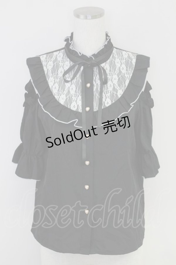 画像1: LOLITAその他(お買取対象外) / レースヨーク肩空きブラウス M ブラック T-25-07-22-008-LO-BL-SA-ZT (1)