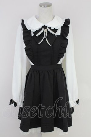 画像: Secret Honey / エプロン風ドッキングワンピース 2 ブラック T-25-07-22-009-CA-OP-SA-ZT