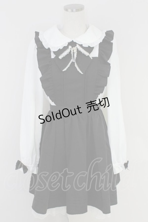 画像1: Secret Honey / エプロン風ドッキングワンピース 2 ブラック T-25-07-22-009-CA-OP-SA-ZT375 (1)