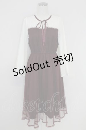 画像: axes femme POETIQUE / チュールデザインワンピース M ボルドー T-25-07-22-011-AX-OP-SA-ZT381