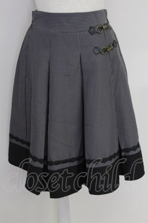 画像: axes femme / ビット付きバイカラーストライプスカート M グレー T-25-07-22-017-AX-SK-SA-ZT