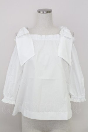 画像: an another angelus / ビッグリボンオフショルブラウス  白 T-25-07-24-001-CA-BL-SA-ZI