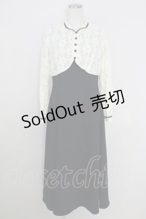 画像: an another angelus / パイピングレースジャケットレイヤードワンピース  ネイビー T-25-07-24-028-CA-OP-SA-ZI