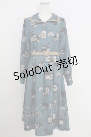 画像: F i.n.t / 配色使いパサージュ柄ワンピース  グリーン T-25-07-24-029-CA-OP-SA-ZI