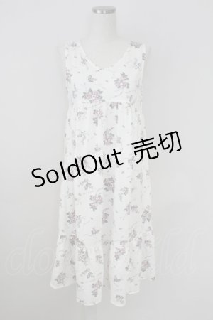 画像: axes femme / ローズブーケプリントノースリーブワンピース  アイボリーＸピンク T-25-07-24-033-AX-OP-SA-ZI