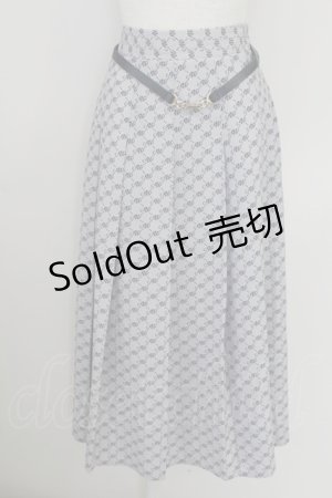 画像: an another angelus / ビットベルト付きANモノグラム柄スカート  ベージュＸ紺 T-25-07-24-039-CA-SK-SA-ZI