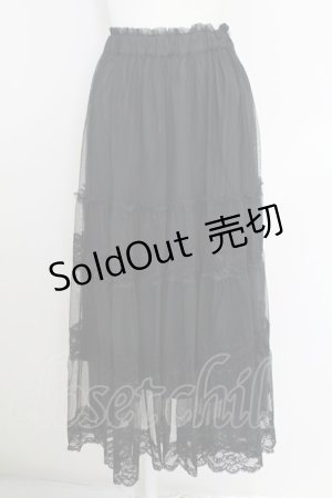 画像: an another angelus / レース切替チュールティアードスカート  黒 T-25-07-24-041-CA-SK-SA-ZI
