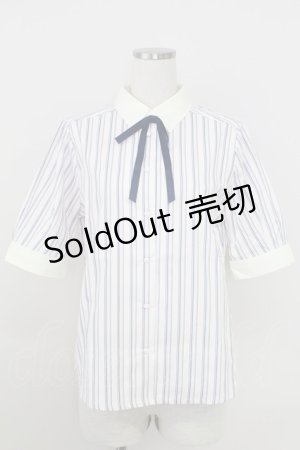 画像: Fi.n.t / タイ付きマルチストライプクレリック5分袖シャツ  ピンク T-25-07-24-011-CA-BL-SA-ZI