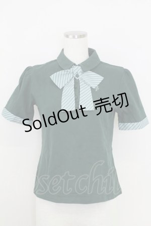画像: Fi.n.t / キャンディーストライプタイポロシャツ  グリーン T-25-07-24-013-CA-BL-SA-ZI