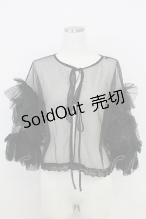 画像: axes femme / フリルチュールトップス  黒 T-25-07-24-020-AX-TO-SA-ZI