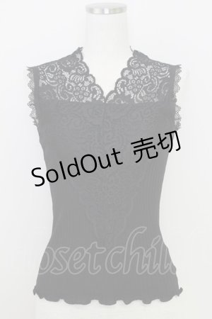 画像: axes femme / レース切替タンク  黒 T-25-07-24-021-AX-TO-SA-ZI
