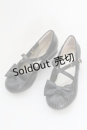 画像: axes femme kawaii / クロスベルトリボンパンプス L ブラック T-25-07-29-034-AX-SH-SA-ZI