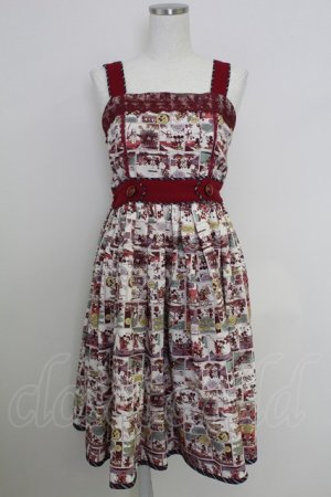 画像: axes femme POETIQUE / ミッキー&ミニー総柄ワンピース M ボルドー T-25-07-29-014-AX-OP-SA-ZT