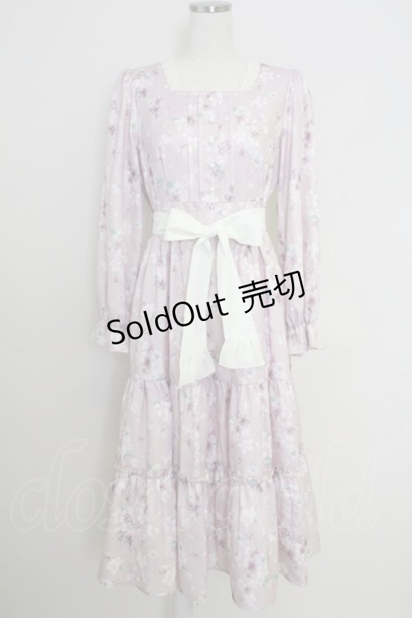 画像1: axes femme / 桜柄ティアードワンピース M ピンク T-25-07-29-016-AX-OP-SA-ZT406 (1)