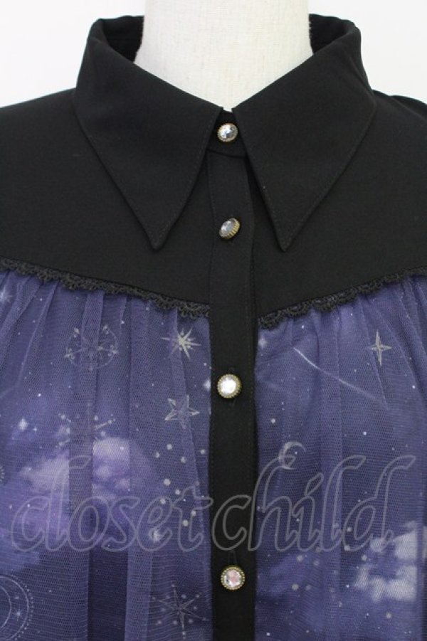 画像4: axes femme / ステラートプリントシャツワンピース  ブラック T-25-07-31-016-AX-OP-SA-ZT34 (4)