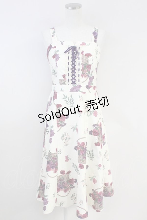 画像1: axes femme / バスケットブーケ柄ジャンスカ  アイボリー T-25-07-31-018-AX-OP-SA-ZT34 (1)