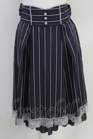 画像: axes femme / ストライプハイウエストスカート M ネイビー T-25-07-31-024-AX-SK-SA-ZT