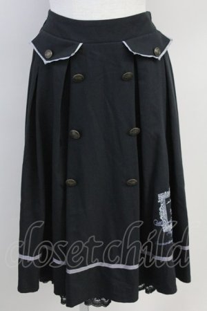 画像: axes femme / 薔薇×額縁刺繍ミドルスカート  黒Ｘパープル T-25-07-31-025-AX-SK-SA-ZT