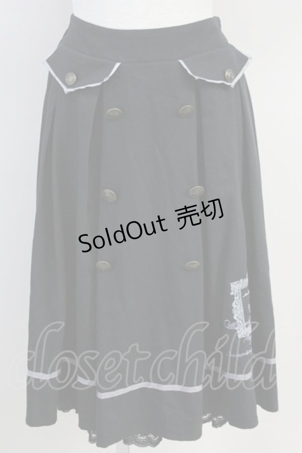 画像1: axes femme / 薔薇×額縁刺繍ミドルスカート  黒Ｘパープル T-25-07-31-025-AX-SK-SA-ZT269 (1)