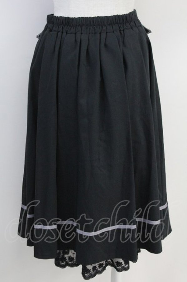 画像2: axes femme / 薔薇×額縁刺繍ミドルスカート  黒Ｘパープル T-25-07-31-025-AX-SK-SA-ZT (2)