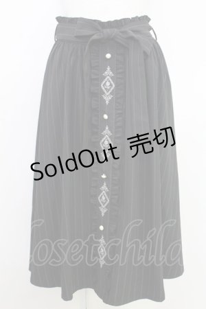 画像: axes femme / フレームローズ刺繍スカート  ブラック T-25-07-31-026-AX-SK-SA-ZT269