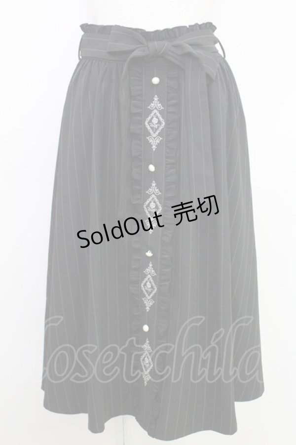 画像1: axes femme / フレームローズ刺繍スカート  ブラック T-25-07-31-026-AX-SK-SA-ZT269 (1)