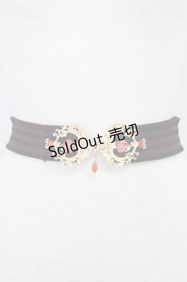 画像1: axes femme / 薔薇モチーフゴムベルト  ブラウンＸゴールド T-25-07-31-028-AX-ZA-SA-ZT444-F005 (1)