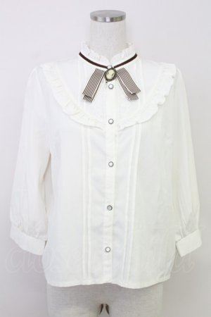 画像: axes femme / カメオブローチ付シフォンブラウス  アイボリー T-25-07-31-006-AX-BL-SA-ZT
