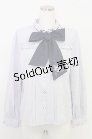 画像: axes femme / バラブーケ刺繍リボンブラウス  ラベンダー T-25-07-31-007-AX-BL-SA-ZT74
