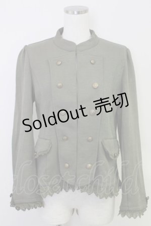画像: axes femme / ナポレオン風ストレッチジャケット  カーキ T-25-07-31-009-AX-JA-SA-ZT