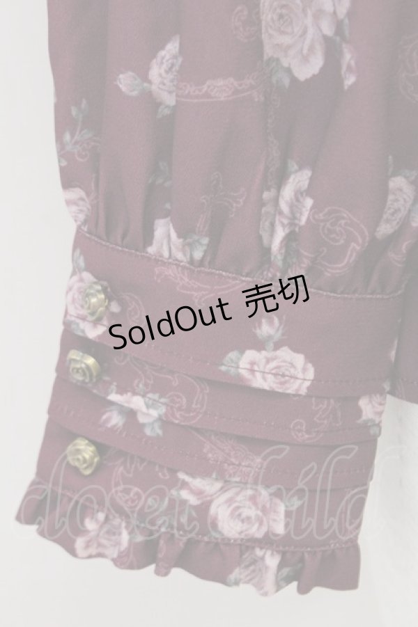 画像4: axes femme / レトロオーナメントバラ柄ブラウス  ワイン T-25-07-31-010-AX-BL-SA-ZT074 (4)