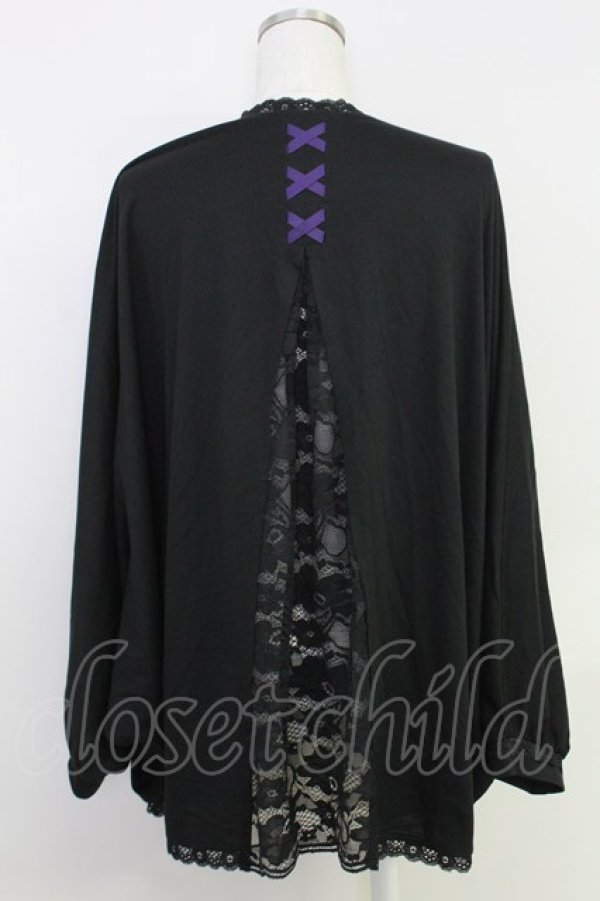 画像2: axes femme / UVカットドルマンカーディガン  黒Ｘ紫 T-25-07-31-013-AX-TO-SA-ZT (2)