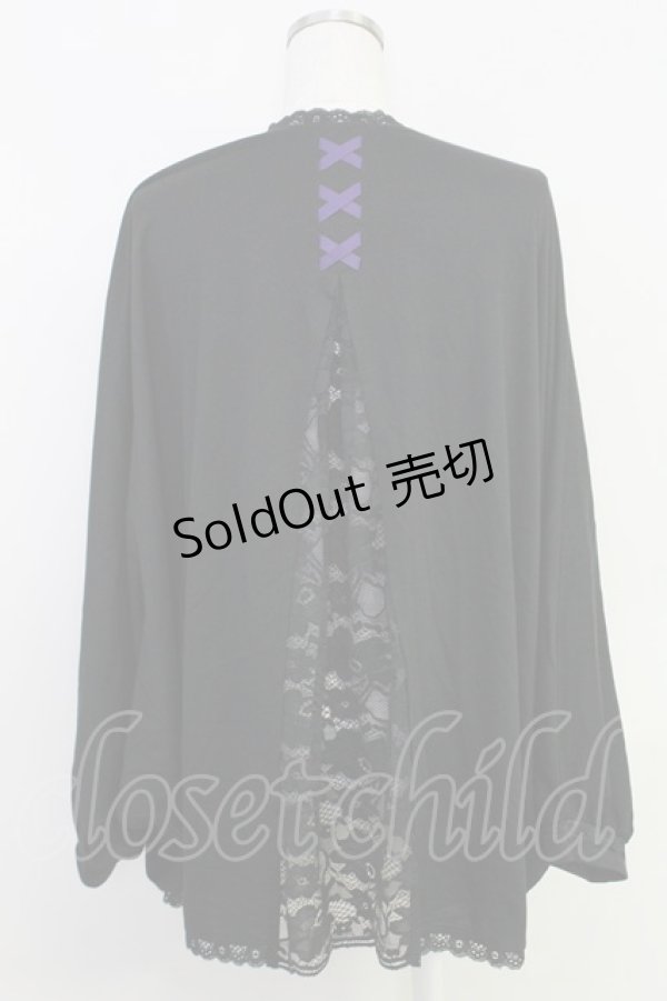 画像2: axes femme / UVカットドルマンカーディガン  黒Ｘ紫 T-25-07-31-013-AX-TO-SA-ZT34 (2)